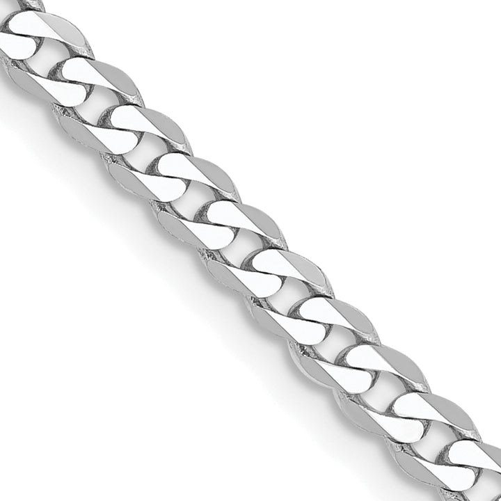 14k White Gold 2.9mm Flat Beveled Curb Chain