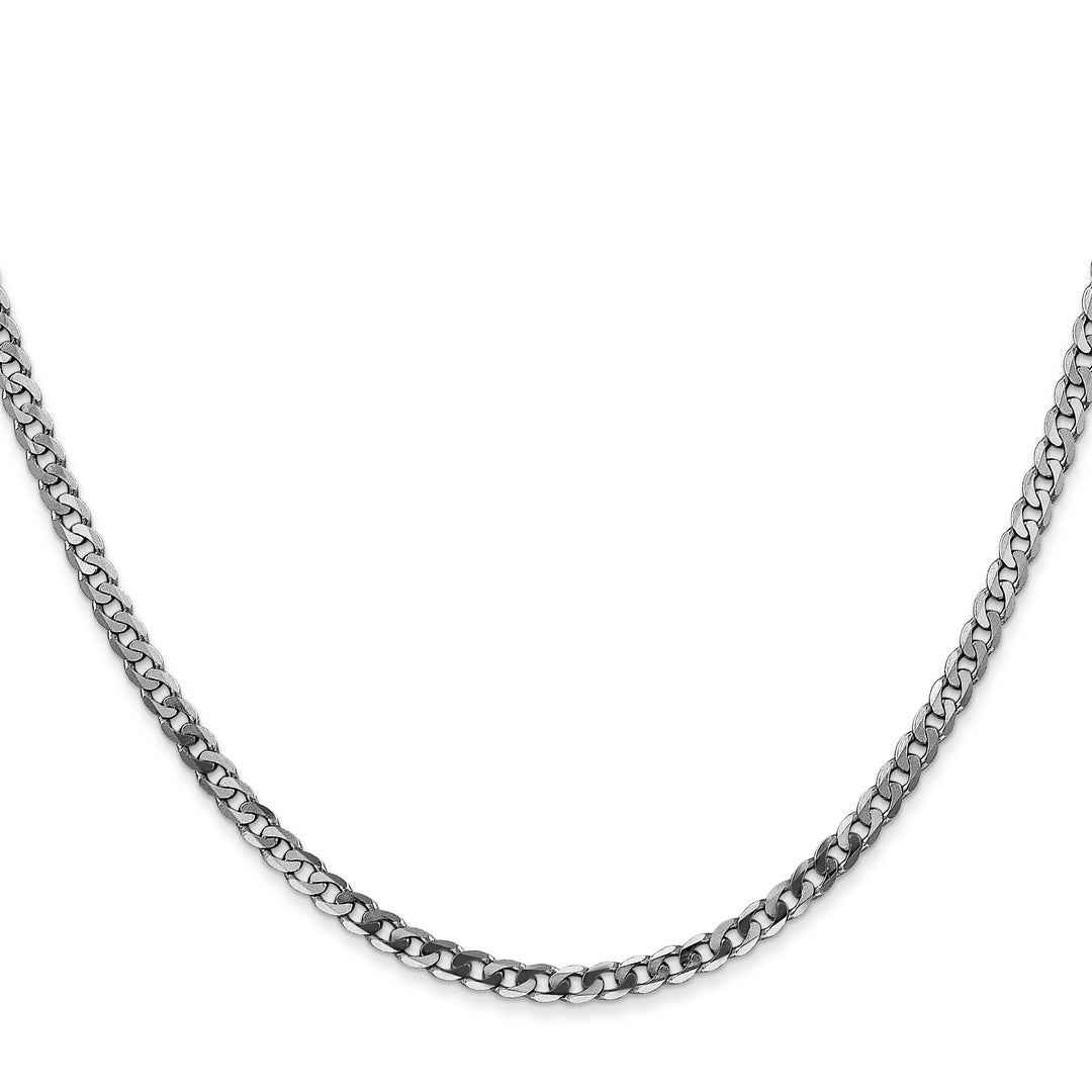 14k White Gold 2.9mm Flat Beveled Curb Chain