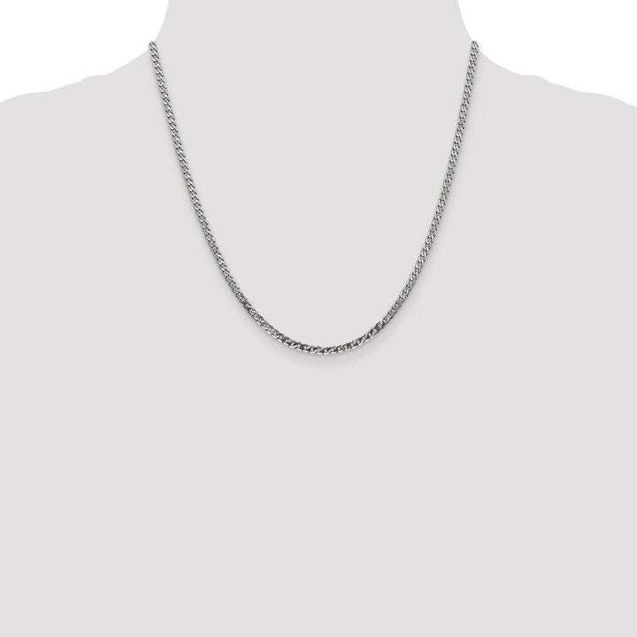 14k White Gold 2.9mm Flat Beveled Curb Chain