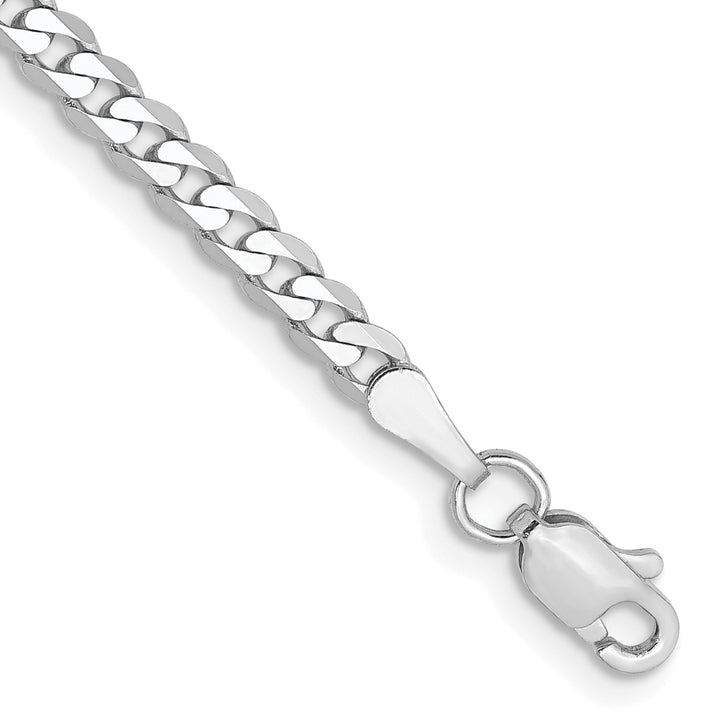 14k White Gold 2.9mm Flat Beveled Curb Chain