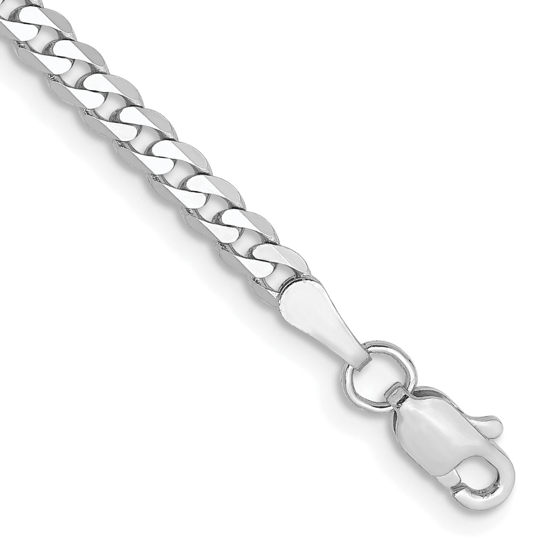14k White Gold 2.9mm Flat Beveled Curb Chain
