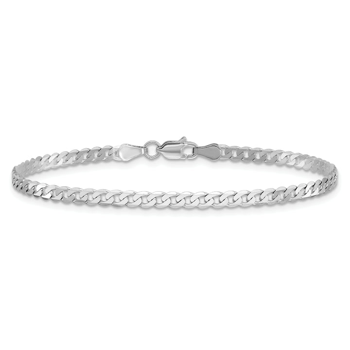 14k White Gold 2.9mm Flat Beveled Curb Chain