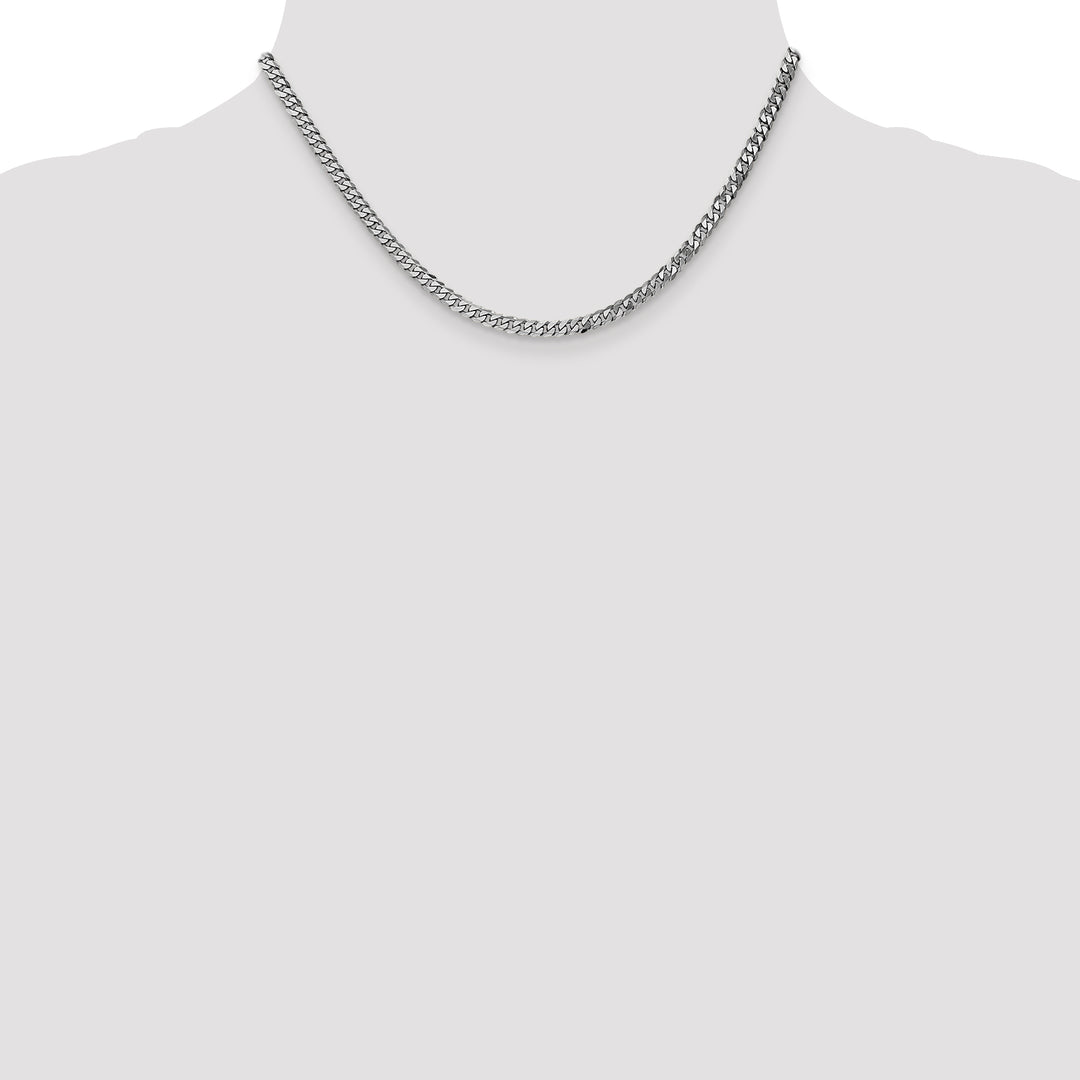 14k White Gold 3.9mm Flat Beveled Curb Chain