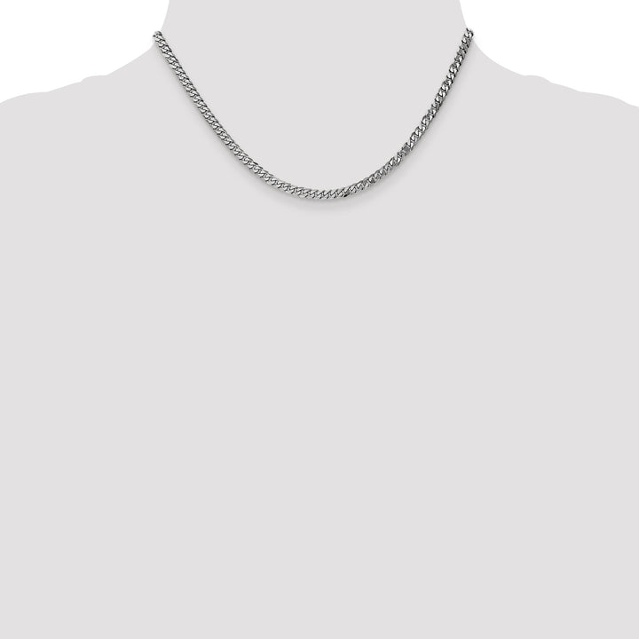 14k White Gold 3.9mm Flat Beveled Curb Chain