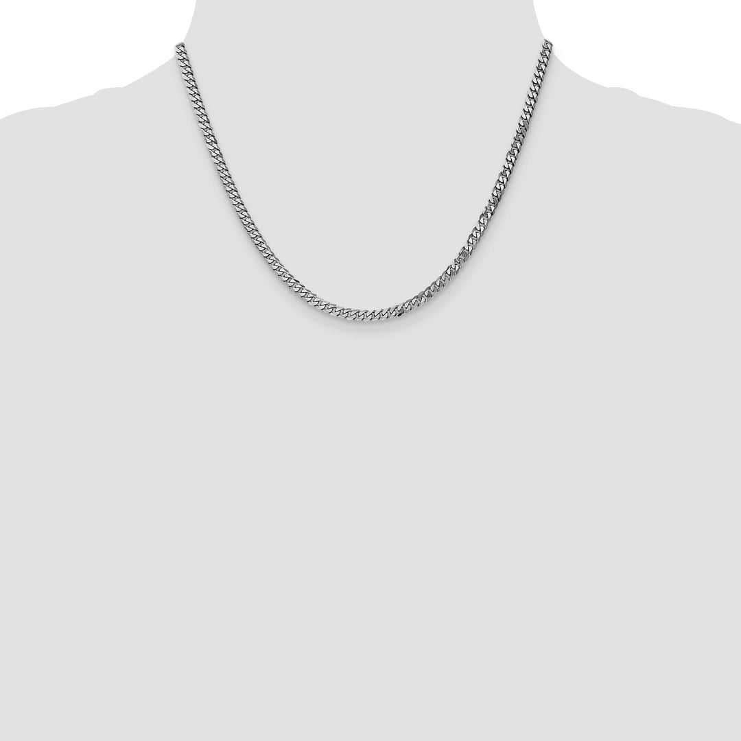 14k White Gold 3.9mm Flat Beveled Curb Chain