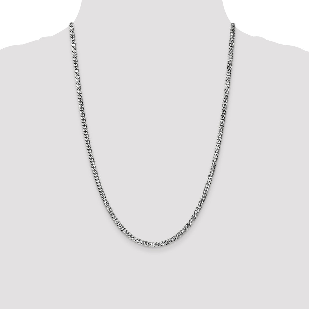 14k White Gold 3.9mm Flat Beveled Curb Chain