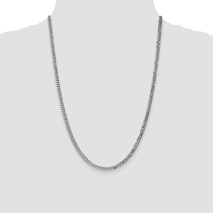 14k White Gold 3.9mm Flat Beveled Curb Chain