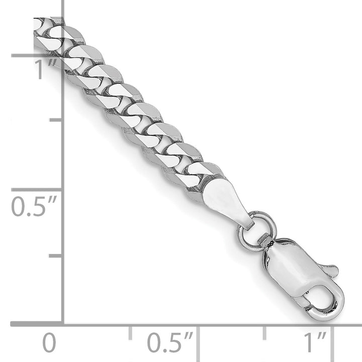 14k White Gold 3.9mm Flat Beveled Curb Chain