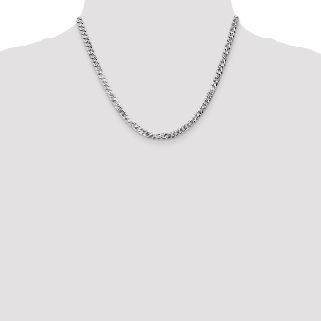 14k White Gold 4.75mm Flat Beveled Curb Chain