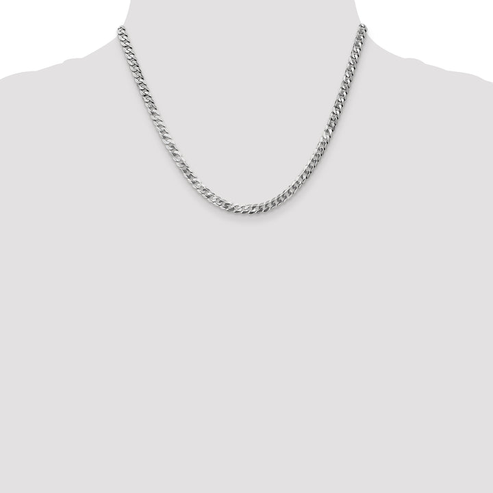 14k White Gold 4.75mm Flat Beveled Curb Chain