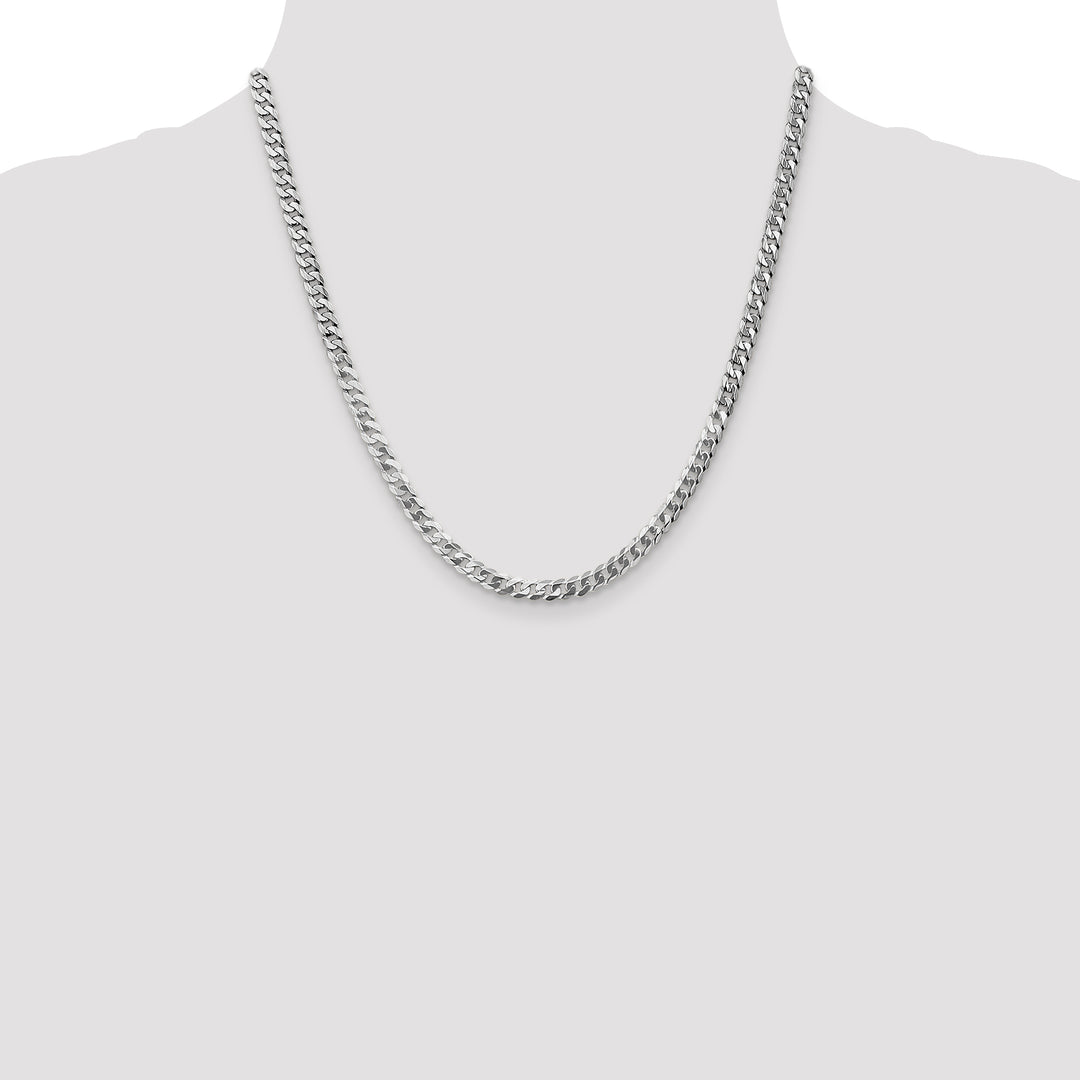 14k White Gold 4.75mm Flat Beveled Curb Chain