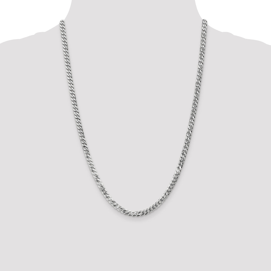 14k White Gold 4.75mm Flat Beveled Curb Chain