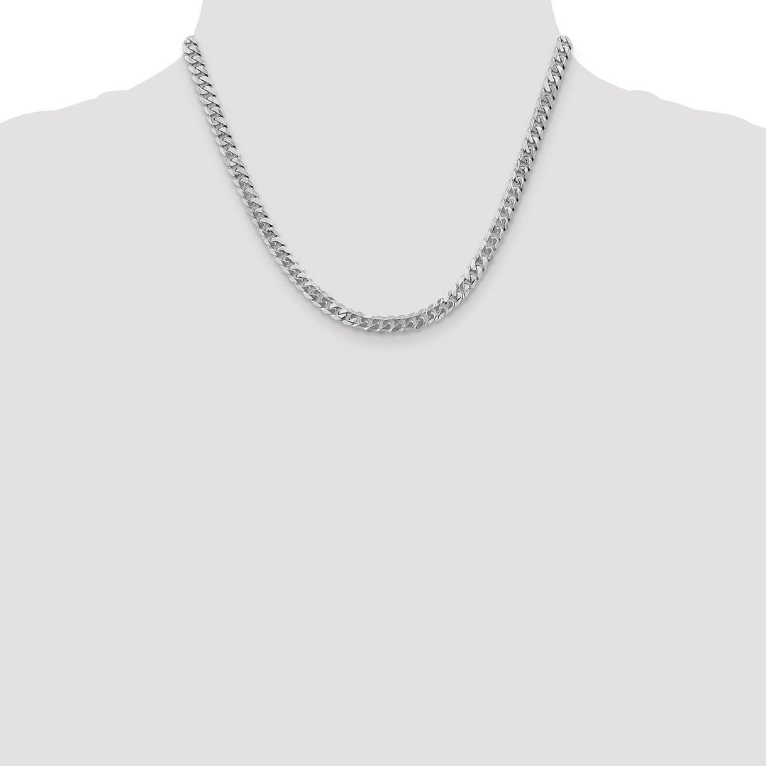 14k White Gold 5.75mm Flat Beveled Curb Chain