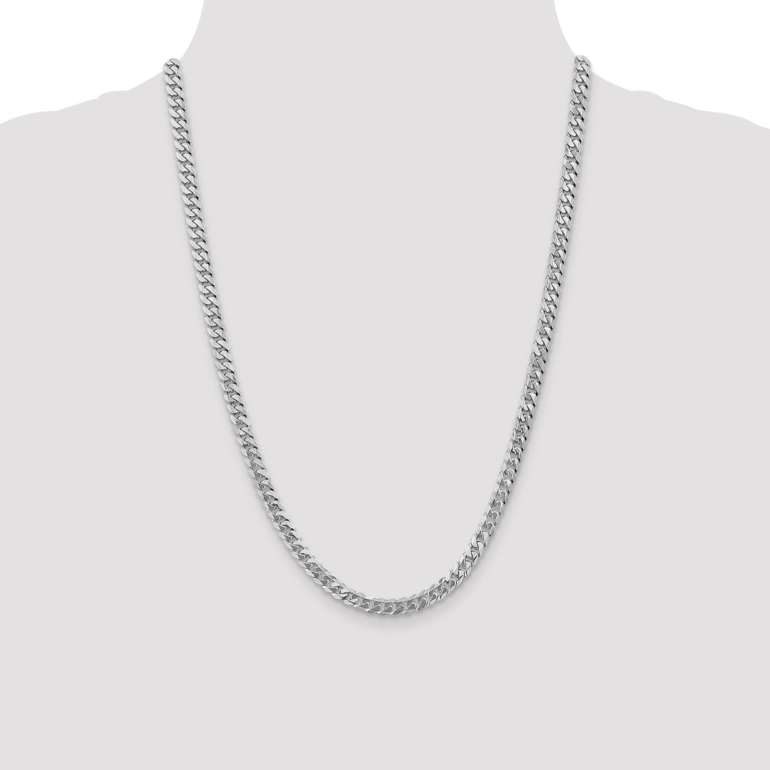 14k White Gold 5.75mm Flat Beveled Curb Chain