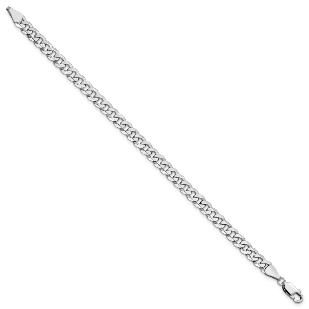 14k White Gold 5.75mm Flat Beveled Curb Chain
