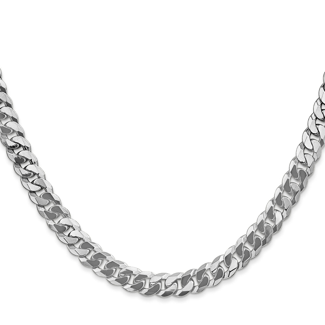 14k White Gold 6.25mm Flat Beveled Curb Chain