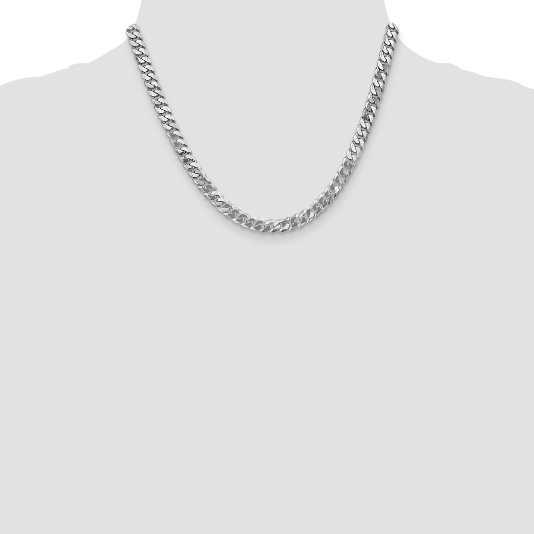 14k White Gold 6.25mm Flat Beveled Curb Chain