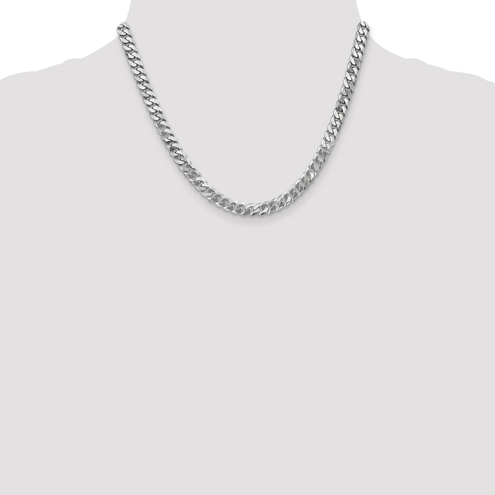 14k White Gold 6.25mm Flat Beveled Curb Chain