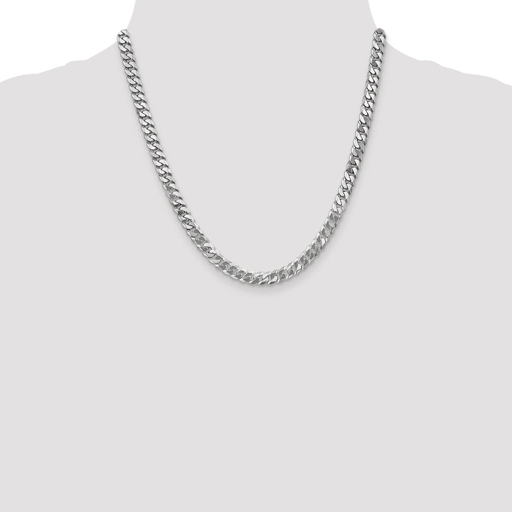 14k White Gold 6.25mm Flat Beveled Curb Chain