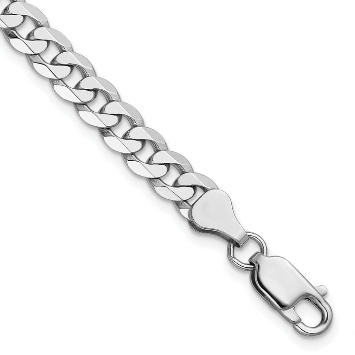 14k White Gold 6.25mm Flat Beveled Curb Chain