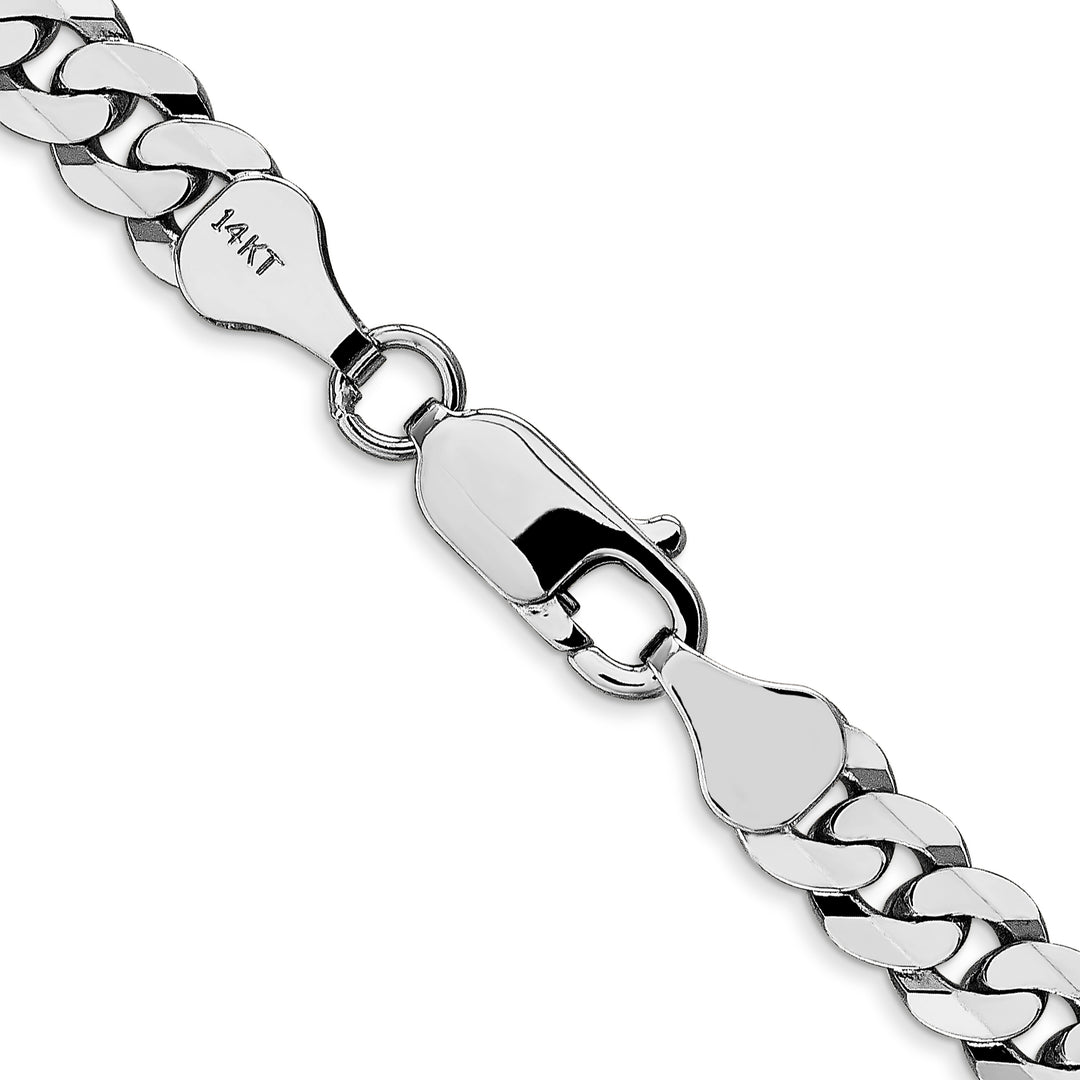 14k White Gold 6.25mm Flat Beveled Curb Chain