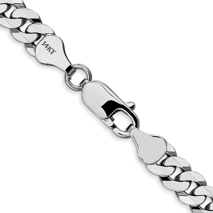 14k White Gold 6.25mm Flat Beveled Curb Chain