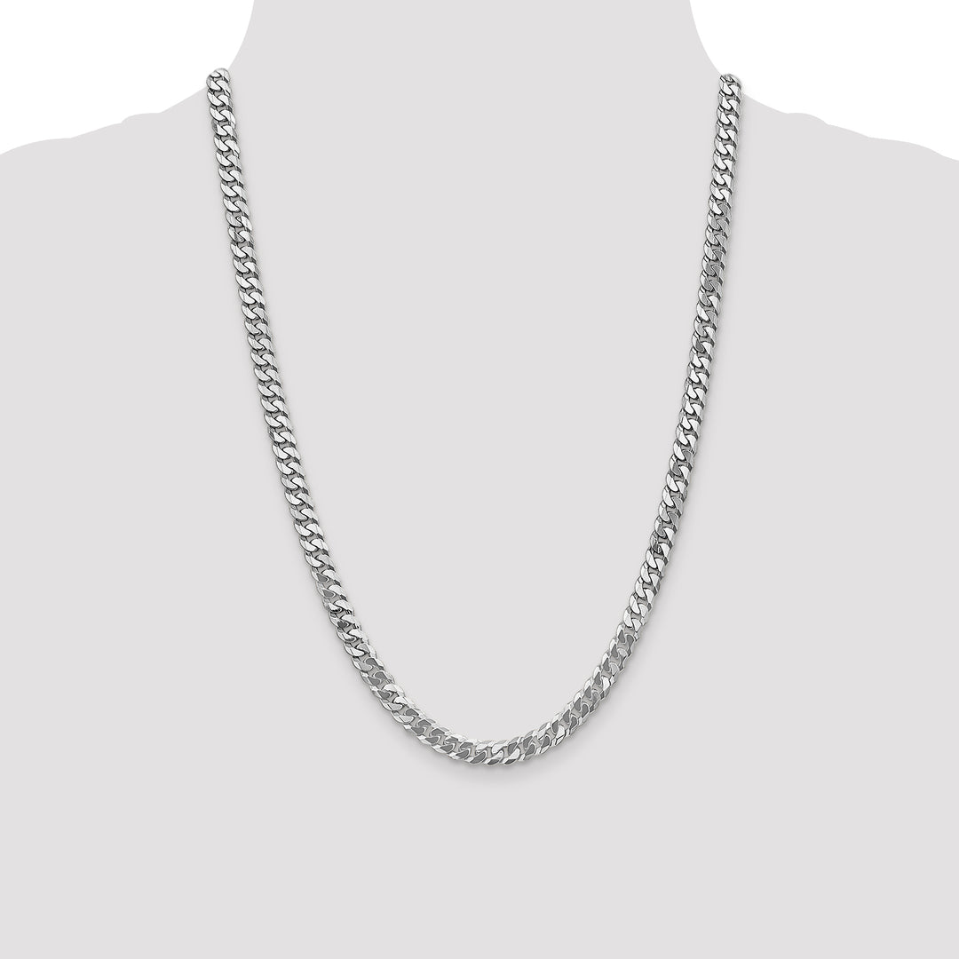 14k White Gold 6.25mm Flat Beveled Curb Chain