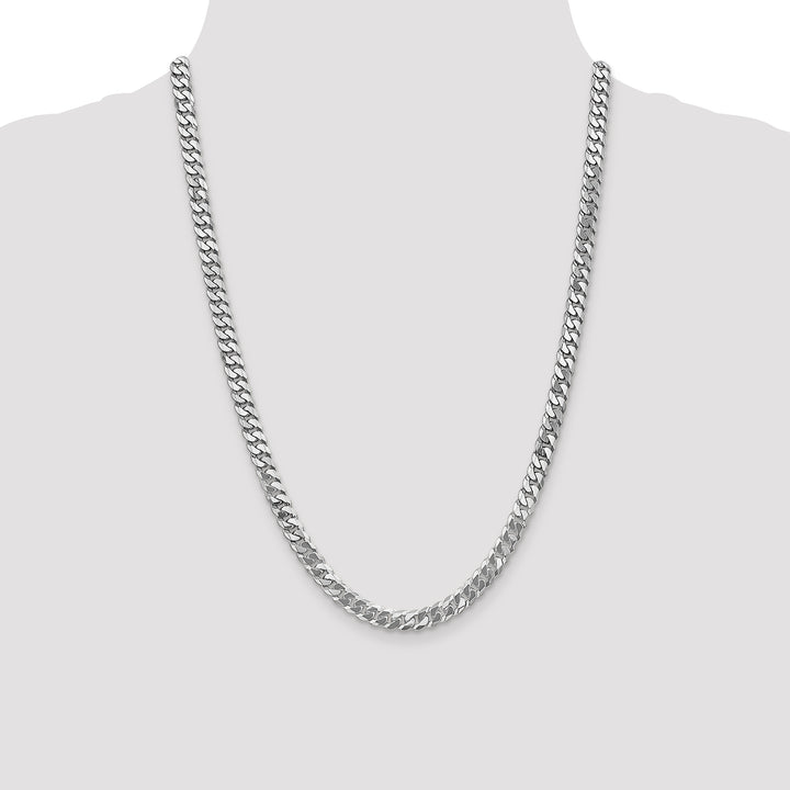 14k White Gold 6.25mm Flat Beveled Curb Chain