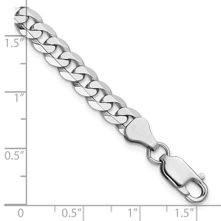 14k White Gold 6.25mm Flat Beveled Curb Chain