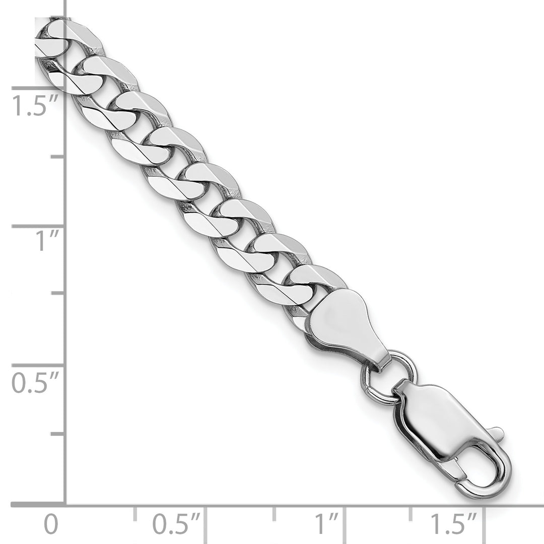 14k White Gold 6.25mm Flat Beveled Curb Chain