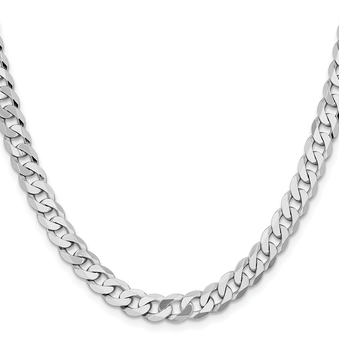 14k White Gold 7.25mm Flat Beveled Curb Chain
