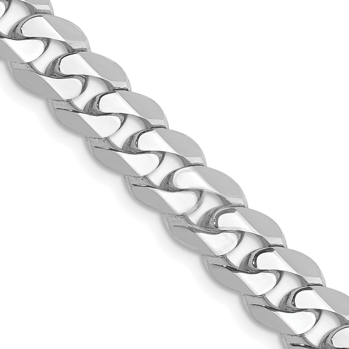 14k White Gold 7.25mm Flat Beveled Curb Chain