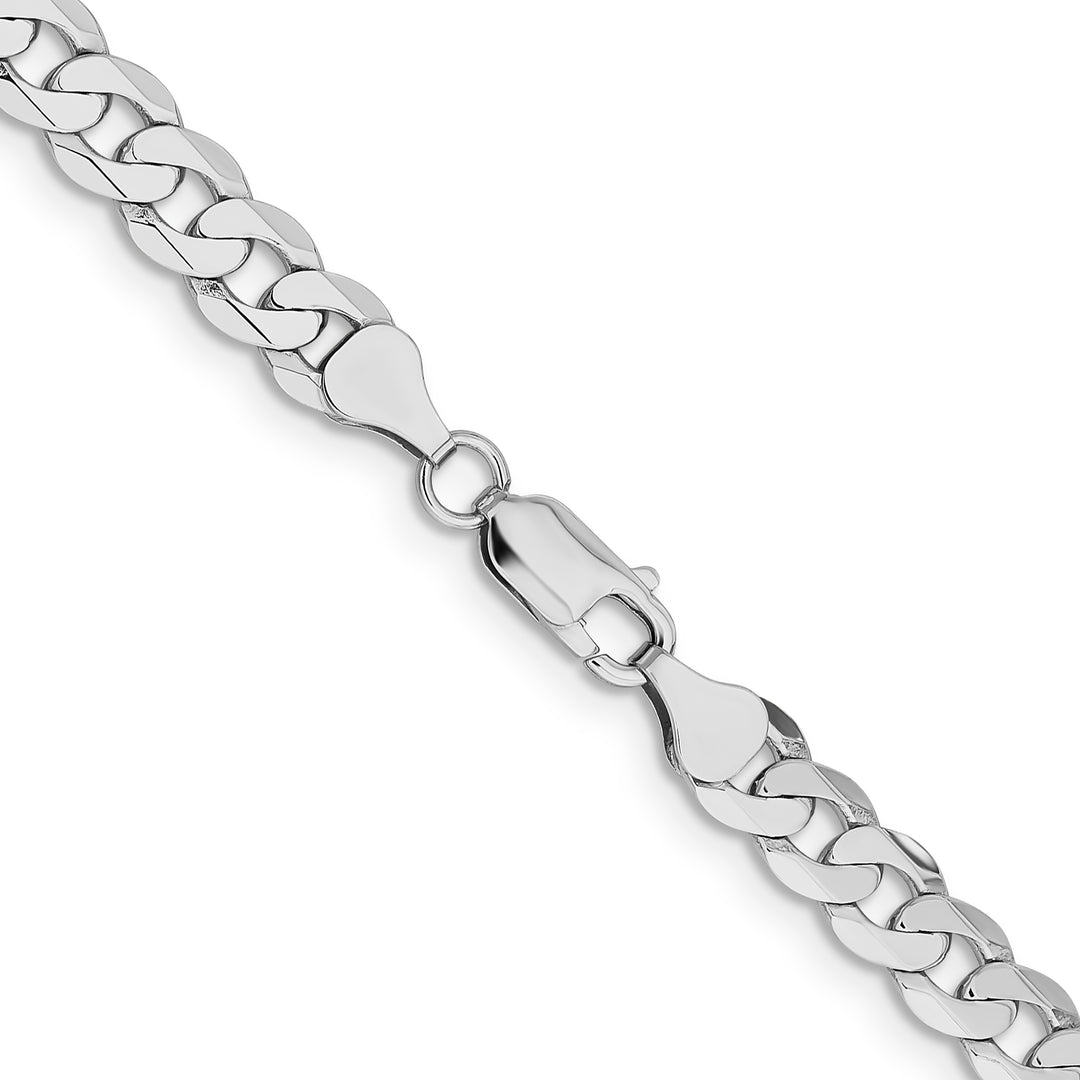 14k White Gold 7.25mm Flat Beveled Curb Chain