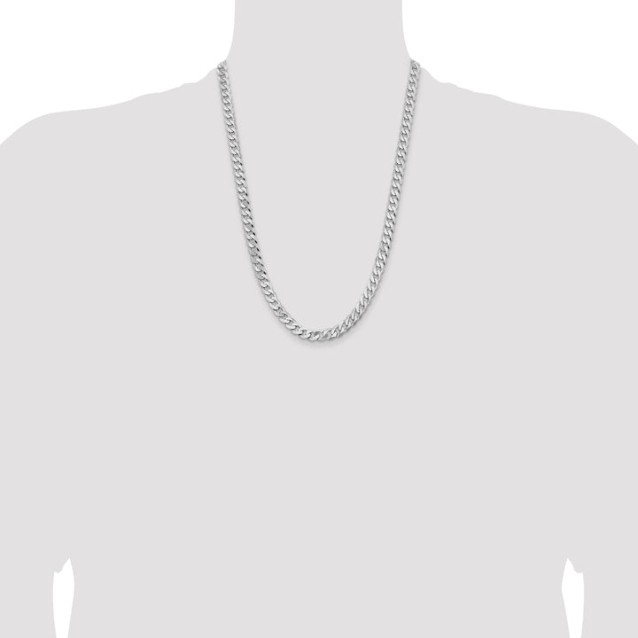 14k White Gold 7.25mm Flat Beveled Curb Chain