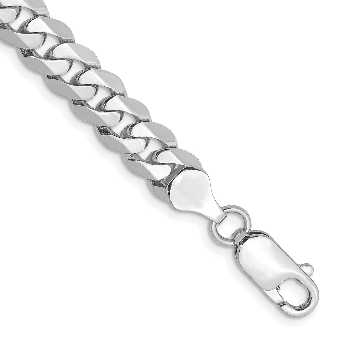 14k White Gold 7.25mm Flat Beveled Curb Chain