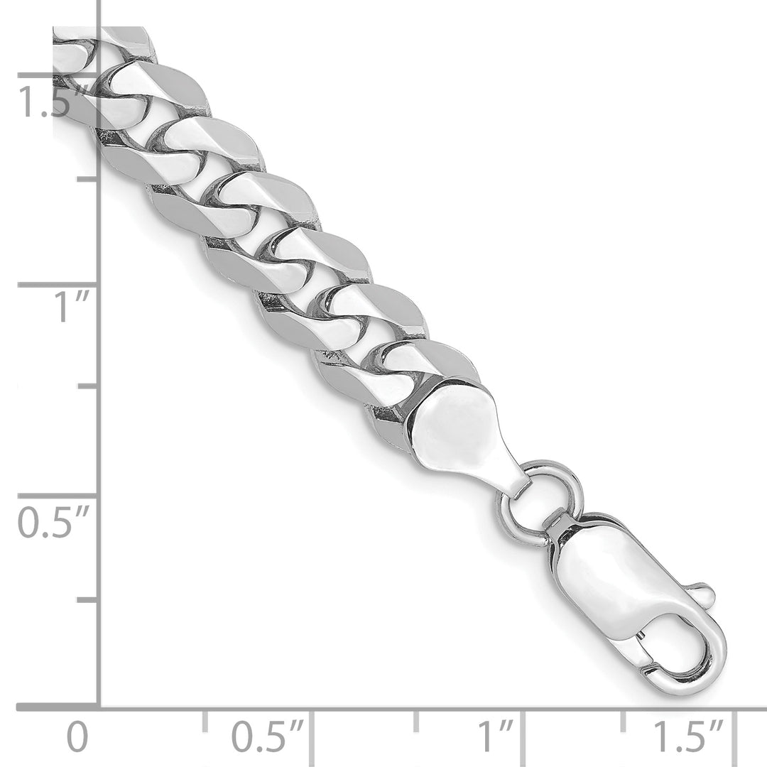 14k White Gold 7.25mm Flat Beveled Curb Chain