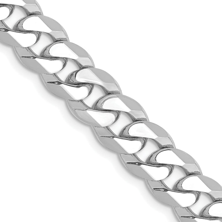 14k White Gold 8mm Flat Beveled Curb Chain
