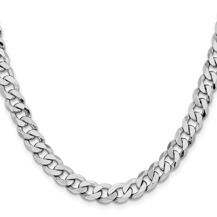 14k White Gold 8mm Flat Beveled Curb Chain