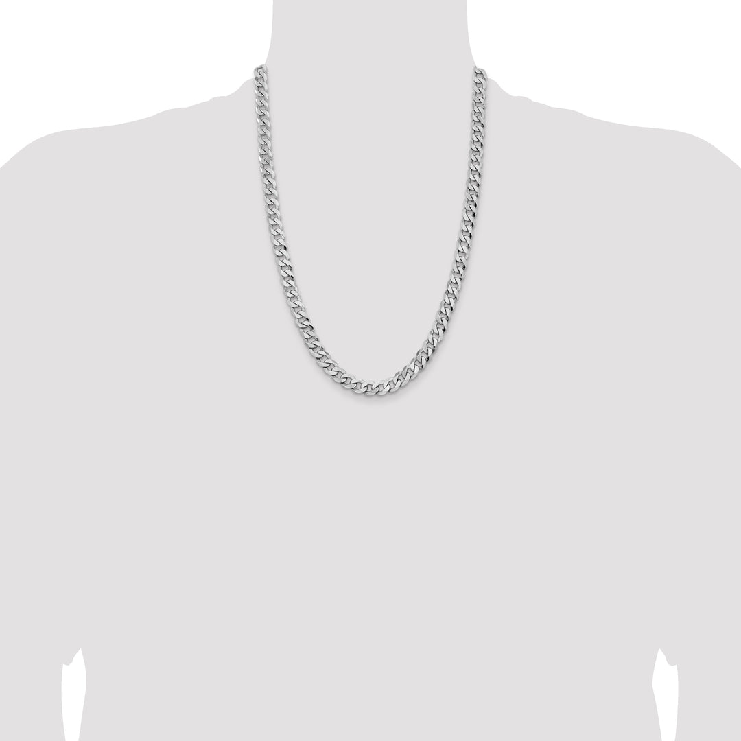 14k White Gold 8mm Flat Beveled Curb Chain
