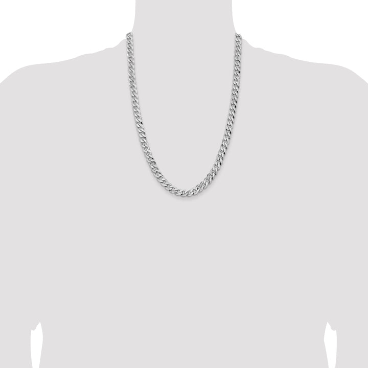 14k White Gold 8mm Flat Beveled Curb Chain