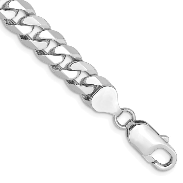 14k White Gold 8mm Flat Beveled Curb Chain