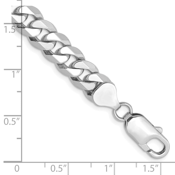 14k White Gold 8mm Flat Beveled Curb Chain