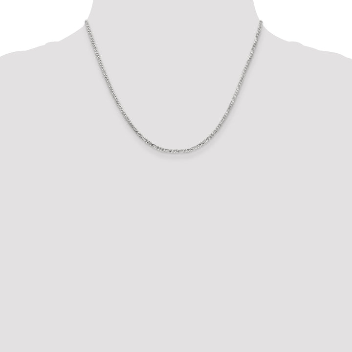 14k White Gold 2.25mm Flat Figaro Chain