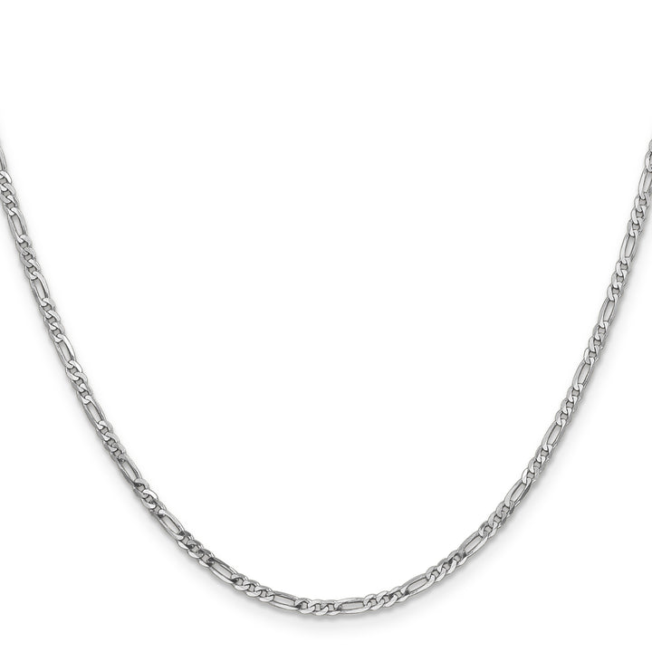 14k White Gold 2.25mm Flat Figaro Chain
