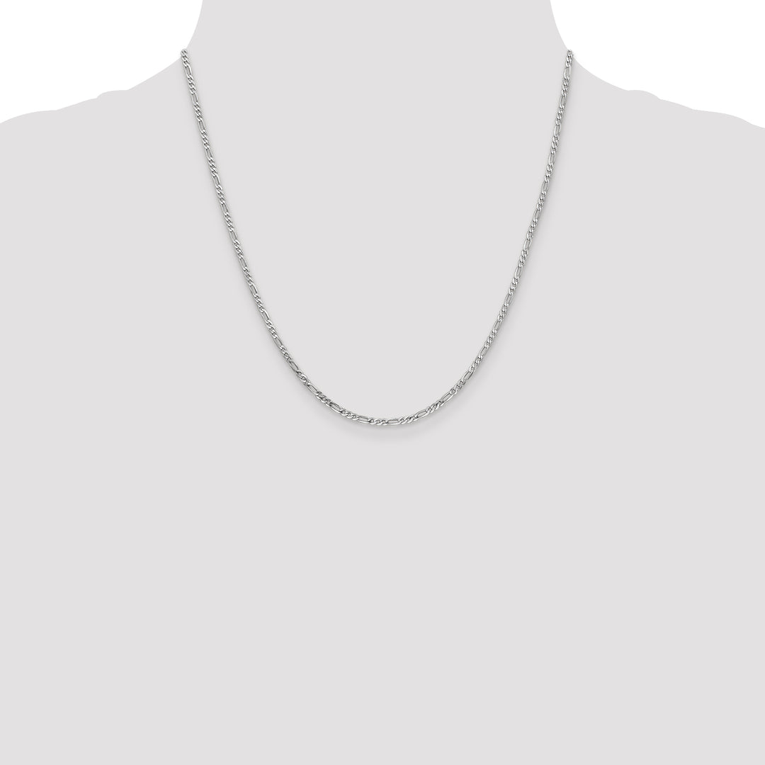 14k White Gold 2.25mm Flat Figaro Chain