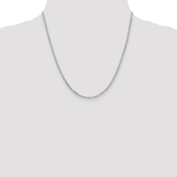 14k White Gold 2.25mm Flat Figaro Chain