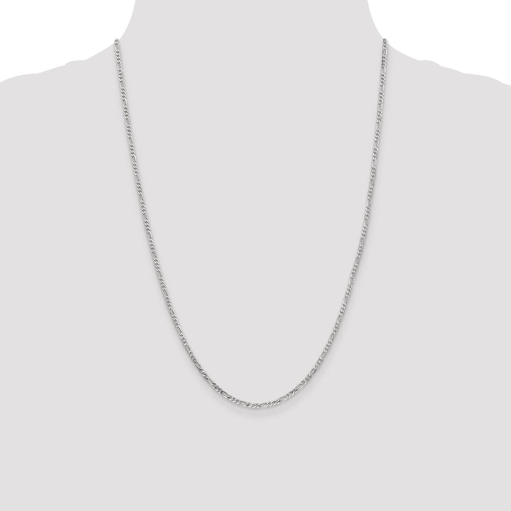 14k White Gold 2.25mm Flat Figaro Chain