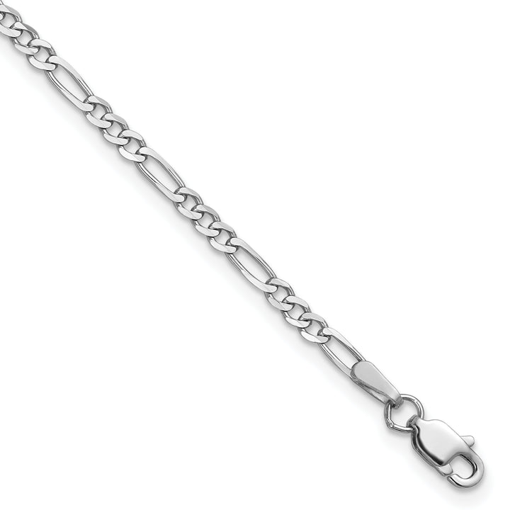 14k White Gold 2.25mm Flat Figaro Chain