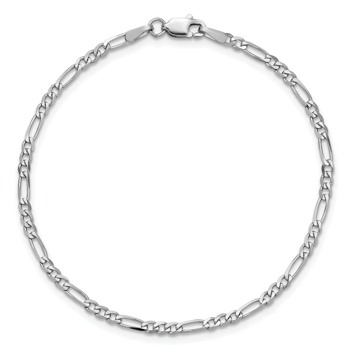 14k White Gold 2.25mm Flat Figaro Chain
