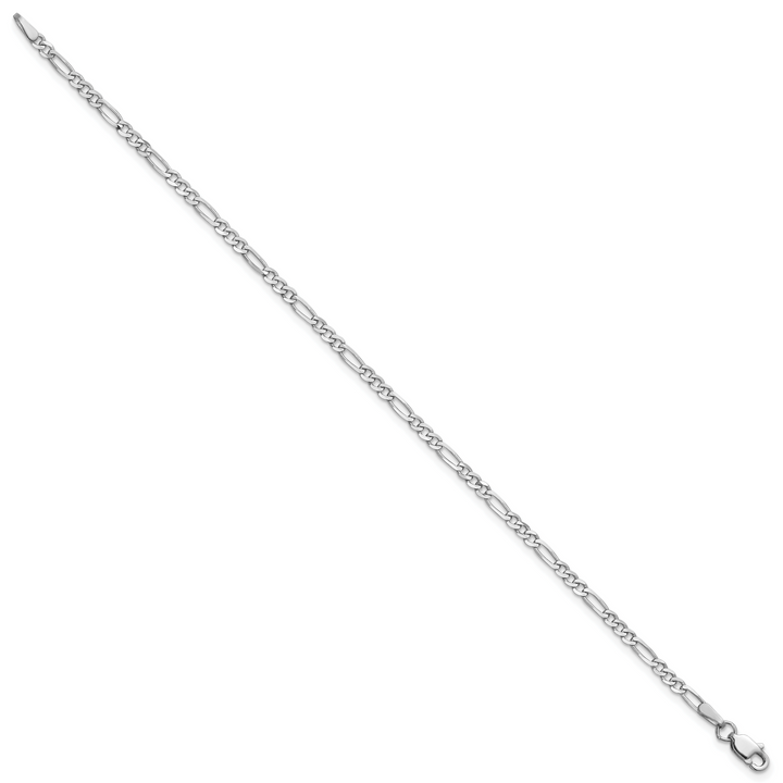 14k White Gold 2.25mm Flat Figaro Chain Anklet